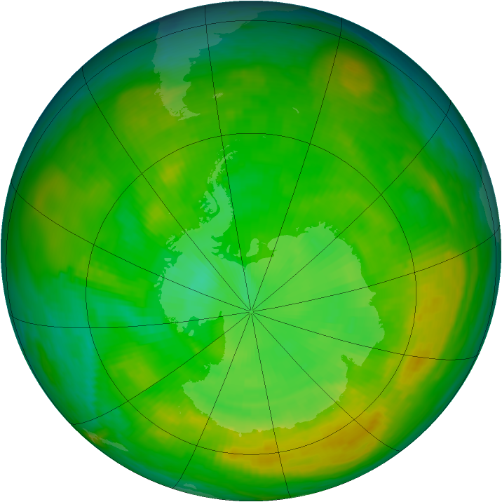 Antarctic ozone map for 28 December 1979